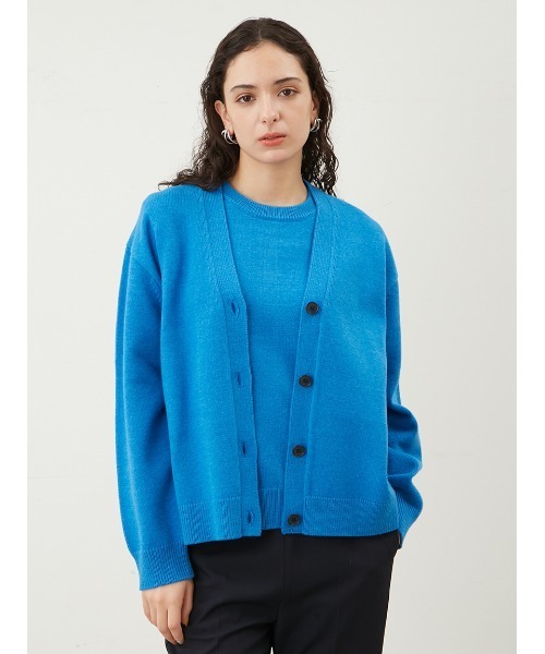 「Mila Owen」 ニットカーディガン 0 ブルー レディース_画像3