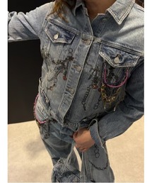Desigual（デシグアル） デニムジャケット gジャン チェーン柄プリント