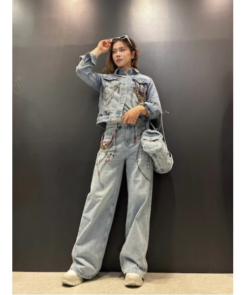 Desigual（デシグアル） デニムジャケット gジャン チェーン柄プリント