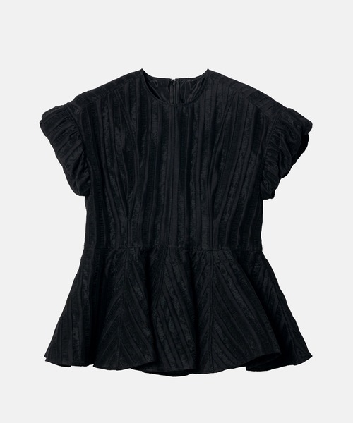 新品タグ付 LE CIEL BLEU Pleated Peplum Shirt LE CIEL BLEU（ルシェルブルー） ブラウス シャツ ジャカードペプラム