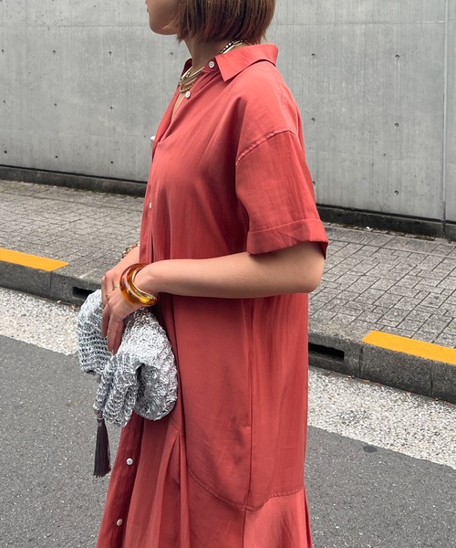 「un dix cors」 シャツワンピース FREE ブラック レディース_画像3