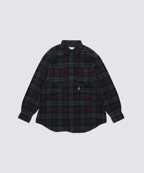 「FIDELITY」 長袖ネルシャツ LARGE グリーン メンズ_画像5