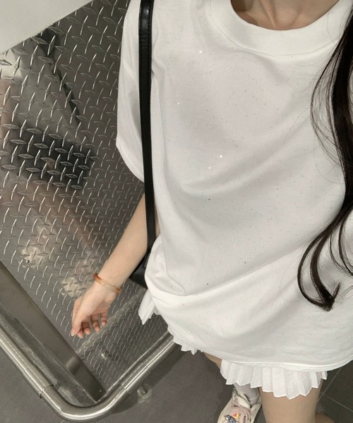lilful tシャツ 半袖 「26年春夏新作」星型ラメデザイン オーバー