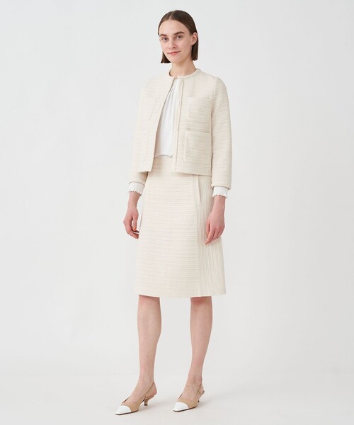 ballseyノーカラージャケット クリーム系 Ballsey（ボールジィ） ノーカラージャケット 34 ネイビー レディース
