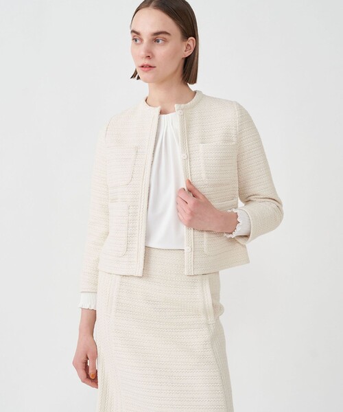 Ballsey ノーカラージャケット 38サイズ Ballsey（ボールジィ） ノーカラージャケット 34 ネイビー レディース
