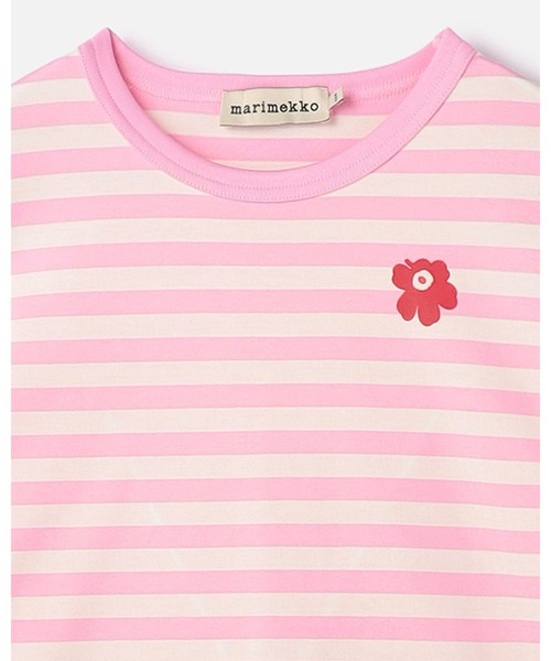 極美品 marimekko ウニッコ柄Tシャツ 花 大きめS ホワイト オレンジ