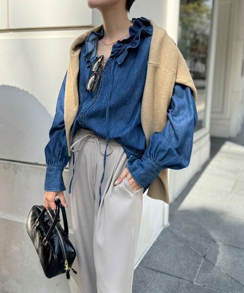「Rie Miller」 長袖ブラウス FREE インディゴブルー レディース_画像5