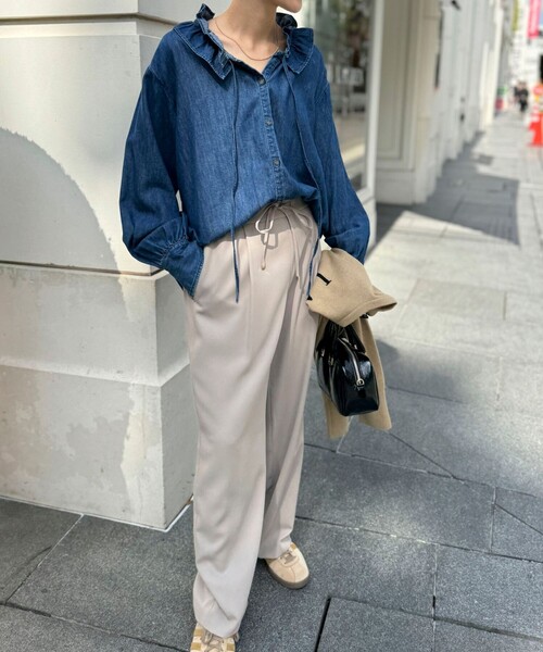 「Rie Miller」 長袖ブラウス FREE インディゴブルー レディース_画像6