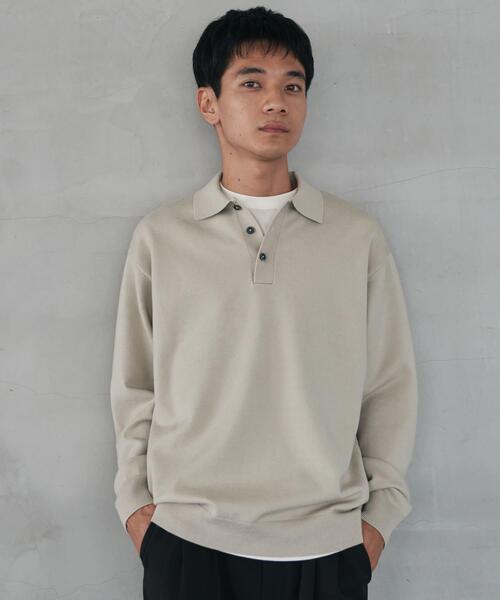 「URBAN RESEARCH DOORS」 長袖ポロシャツ LARGE ブラック メンズ_画像3