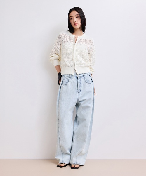 ワイドパンツ ジーンズ デニム デニムパンツ 「WEB限定」・「サステナブル」タックディティールワイドデニムワイドパンツ レディースの画像