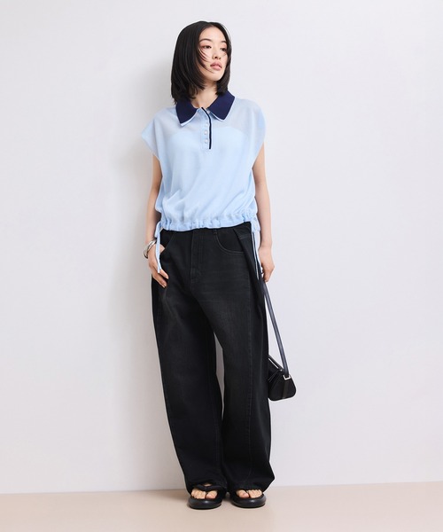 ワイドパンツ ジーンズ デニム デニムパンツ 「WEB限定」・「サステナブル」タックディティールワイドデニムワイドパンツ レディースの画像