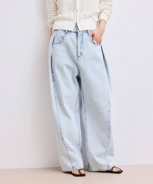 ワイドパンツ ジーンズ デニム デニムパンツ 「WEB限定」・「サステナブル」タックディティールワイドデニムワイドパンツ レディースの画像