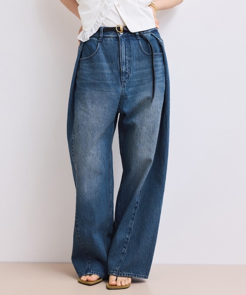 ワイドパンツ ジーンズ デニム デニムパンツ 「WEB限定」・「サステナブル」タックディティールワイドデニムワイドパンツ レディースの画像