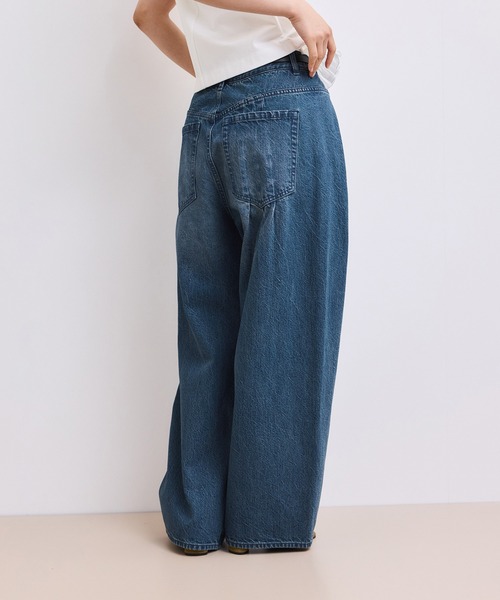 ワイドパンツ ジーンズ デニム デニムパンツ 「WEB限定」・「サステナブル」タックディティールワイドデニムワイドパンツ レディースの画像