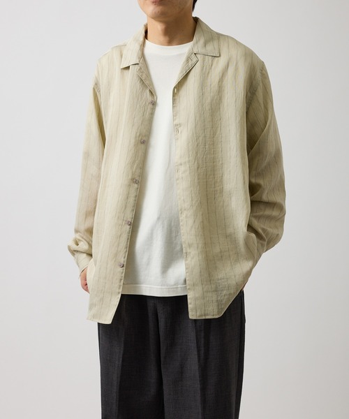 【完売品】Eongul リネンストライプシャツ LE CERCLE par rope' シャツ リネンミックスストライプシャツ メンズ