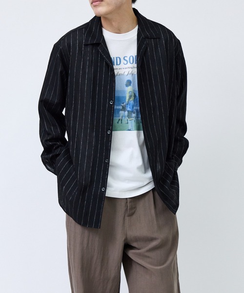 le cercle ADAM ET ROPE' シャツ リネンミックスストライプシャツ