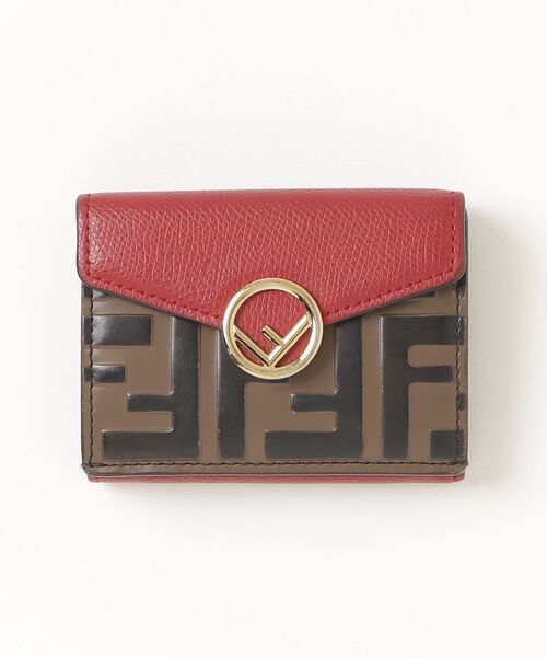 FENDI 三つ折り財布 レッド/ブラウン FENDI（フェンディ） エフイズフェンディ 三つ折り 財布 - レッド