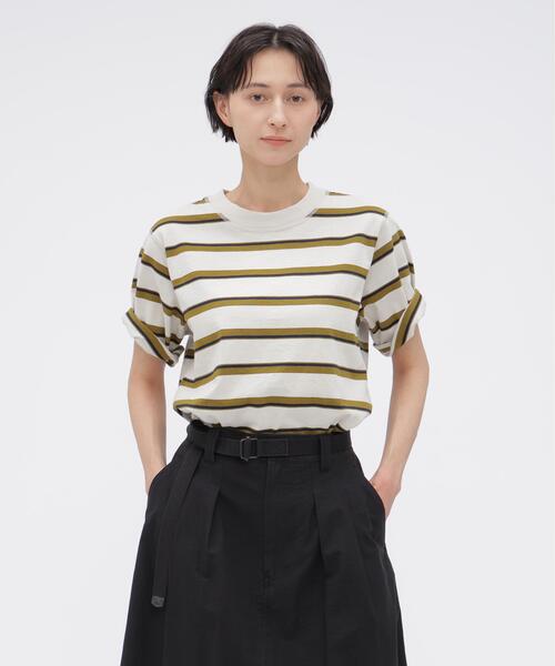 MHL.（エムエイチエル） tシャツ 半袖 OUTLINE STRIPE JERSEY TOP