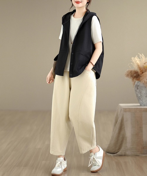 お値下げ☆クールカレアン フード付きベスト ジレ ベスト ジレ フード付きナチュラルベスト レディース : ZOZOTOWN Yahoo