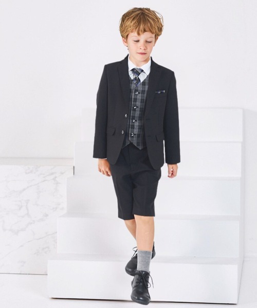 美品 120 CHOPIN ショパン フォーマル スーツ ブーツ セット 男の子 CHOPIN（ショパン） 「KIDS」パンツスーツ 120cm ブラック キッズ