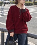 ニット セーター 配色で魅せる|ヘンリーネック...の詳細画像2