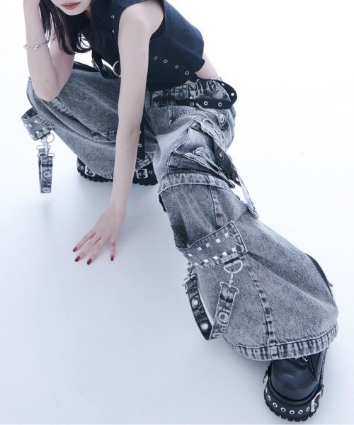 「REFLEM」 デニムパンツ FREE ブラック レディース_画像6