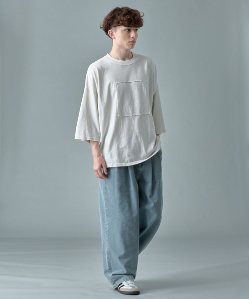 デニム・ジーパン RONRON WIDE DENIM PANTS LIGHT BLUE RR24APT3538LB RUUBON ジーンズ 「RUUBON」relax wide denim pants