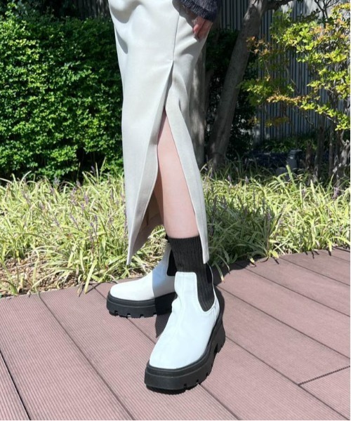RANAN（ラナン） ブーツ ニット切替厚底ソックスブーツ レディース