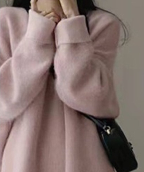 deux amour ニット セーター ドロップショルダークル−ネックニット