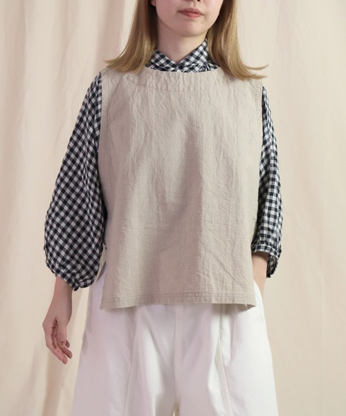 ベスト ジレ 「Brocante / ブロカント」  綿麻ワッシャーキャンバス コテブトンジレ レディース