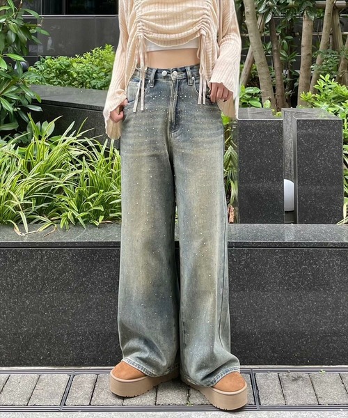 LISA」ワイドパンツ【自宅で試着、返品送料無料】(XS 淡加工色