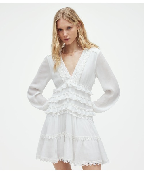 ALLSAINTS(オールセインツ) ワンピース ZORA V-NECK RUFFLED ALLSAINTS(オールセインツ) ワンピース ZORA V-NECK RUFFLED