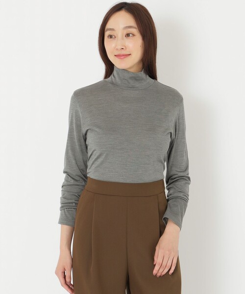 tシャツ 「ウォッシャブルシルク」ジャージータートル レディース