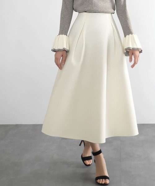スカート 「2024AW」ボンディングミモレ丈フレアスカート 