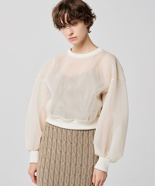 ブラウス シャツ シアー ラッセル トップス（uncrave WHITE） レディース