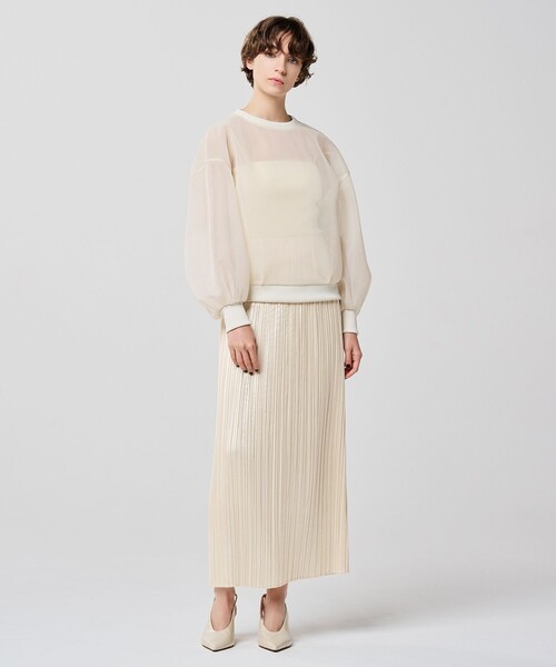 ブラウス シャツ シアー ラッセル トップス（uncrave WHITE） レディース uncrave ブラウス シャツ シアー ラッセル トップス（uncrave