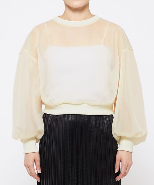 ブラウス シャツ シアー ラッセル トップス（uncrave WHITE） レディース uncrave ブラウス シャツ シアー ラッセル トップス（uncrave