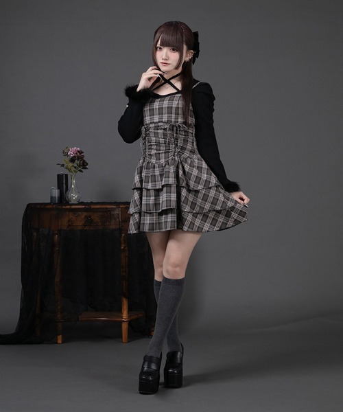 Pal elfy ニット セーター ファー付きリボン袖コンシャスニット