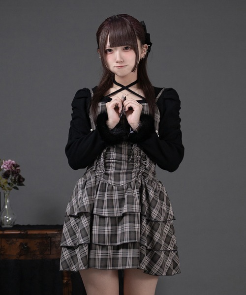 Pal elfy ニット セーター ファー付きリボン袖コンシャスニット