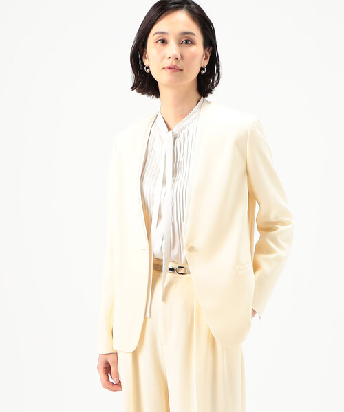 美品 K.T タカセキヨコ パンツスーツ ノーカラージャケット9 K.T KIYOKO TAKASE（K.T キヨコ タカセ） ジャケット ノーカラー