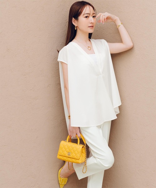 ブラウス シャツ back deep Vneck pullover(バックディープVネックプルオーバー) レディース ur's ブラウス シャツ ディープVネックボウタイブラウス