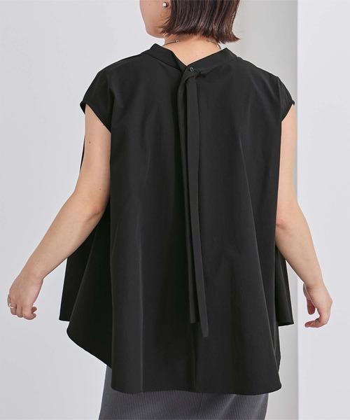 ブラウス シャツ back deep Vneck pullover(バックディープVネックプルオーバー) レディース ur's ブラウス シャツ ディープVネックボウタイブラウス