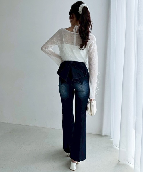 one after another NICE CLAUPバックリボンデニムパンツ セール】バックリボンデニムパンツ（デニムパンツ）｜one after