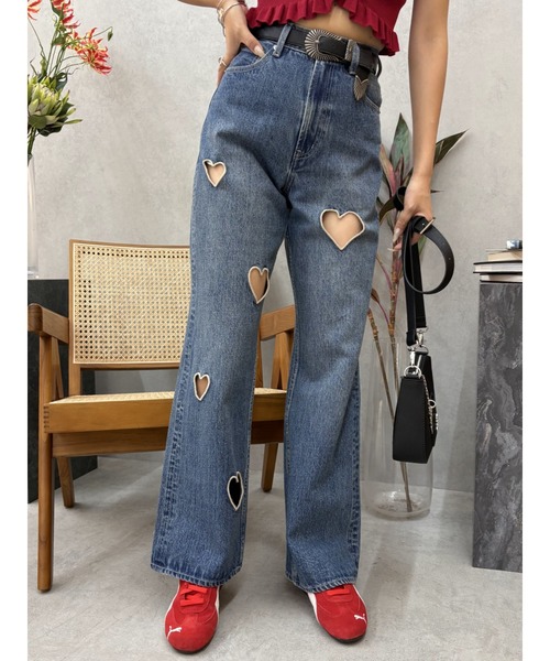 EVRIS デニムパンツ EVRIS ジーンズ デニム デニムパンツ スクエアダメージワイド