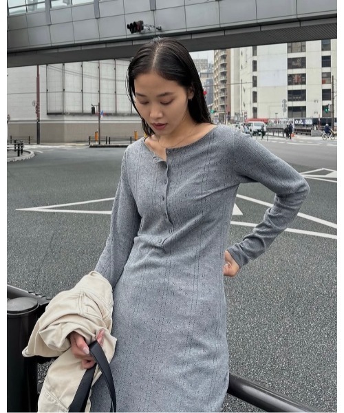 MOUSSY】LAYERED KNIT ミニドレス ブラック 長袖 ニットワンピース 全4
