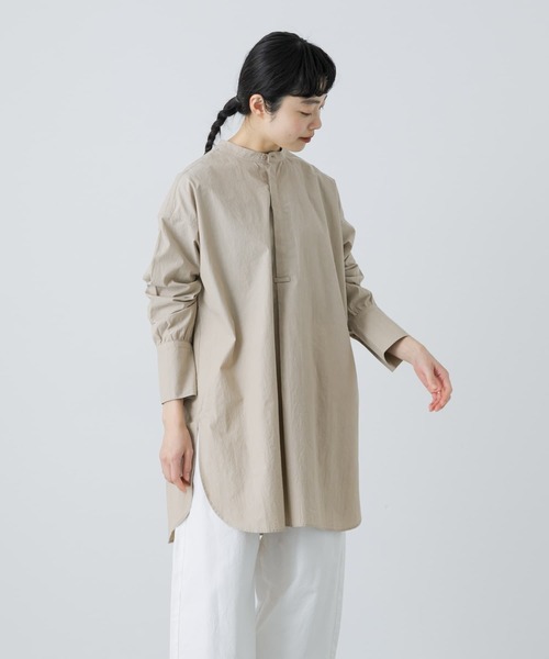 かぐれ ブラウス シャツ コットンシルクチュニックシャツ