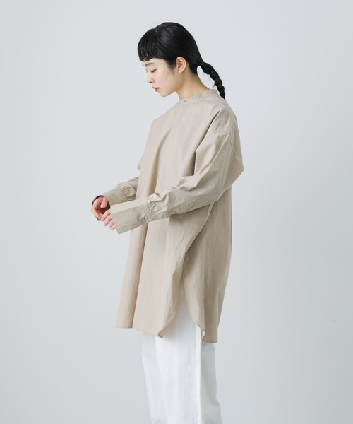かぐれ　ピンク　コットンシルクチュニックシャツ かぐれピンクコットンシルクチュニックシャツ