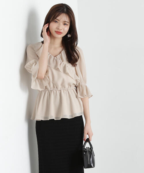 ブラウス シャツ ダブルラッフルスリーブブラウス / 1215110408 レディース ダブルラッフルスリーブブラウス | PROPORTION BODY DRESSING