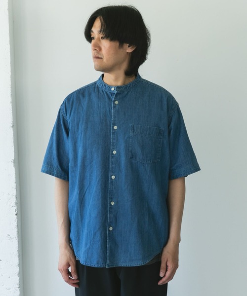 【 】CKJ デニムショートスリーブシャツ◆送料無料◆ デニムクロップドショートスリーブシャツ | ジョンブル公式通販