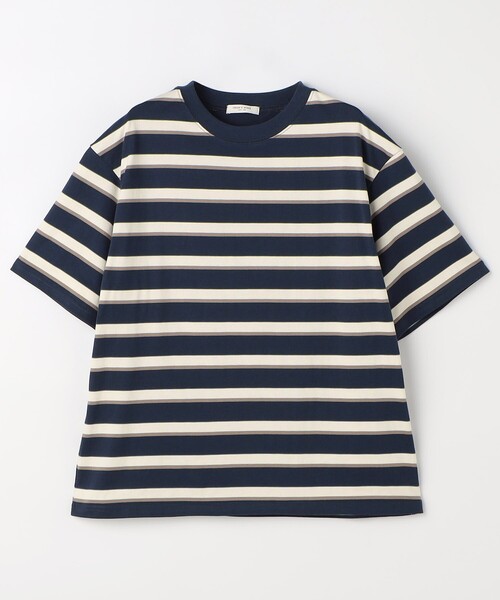 ボーダーT SHIPS｜SHIPS any: ワイド カラー ボーダー スピンドル Tシャツ (ロンT